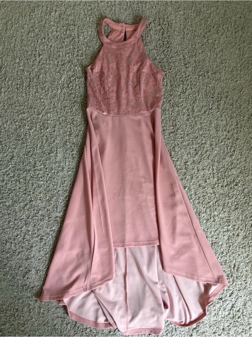 Amazon Women's Dusty Pink Lace High-Low Dress